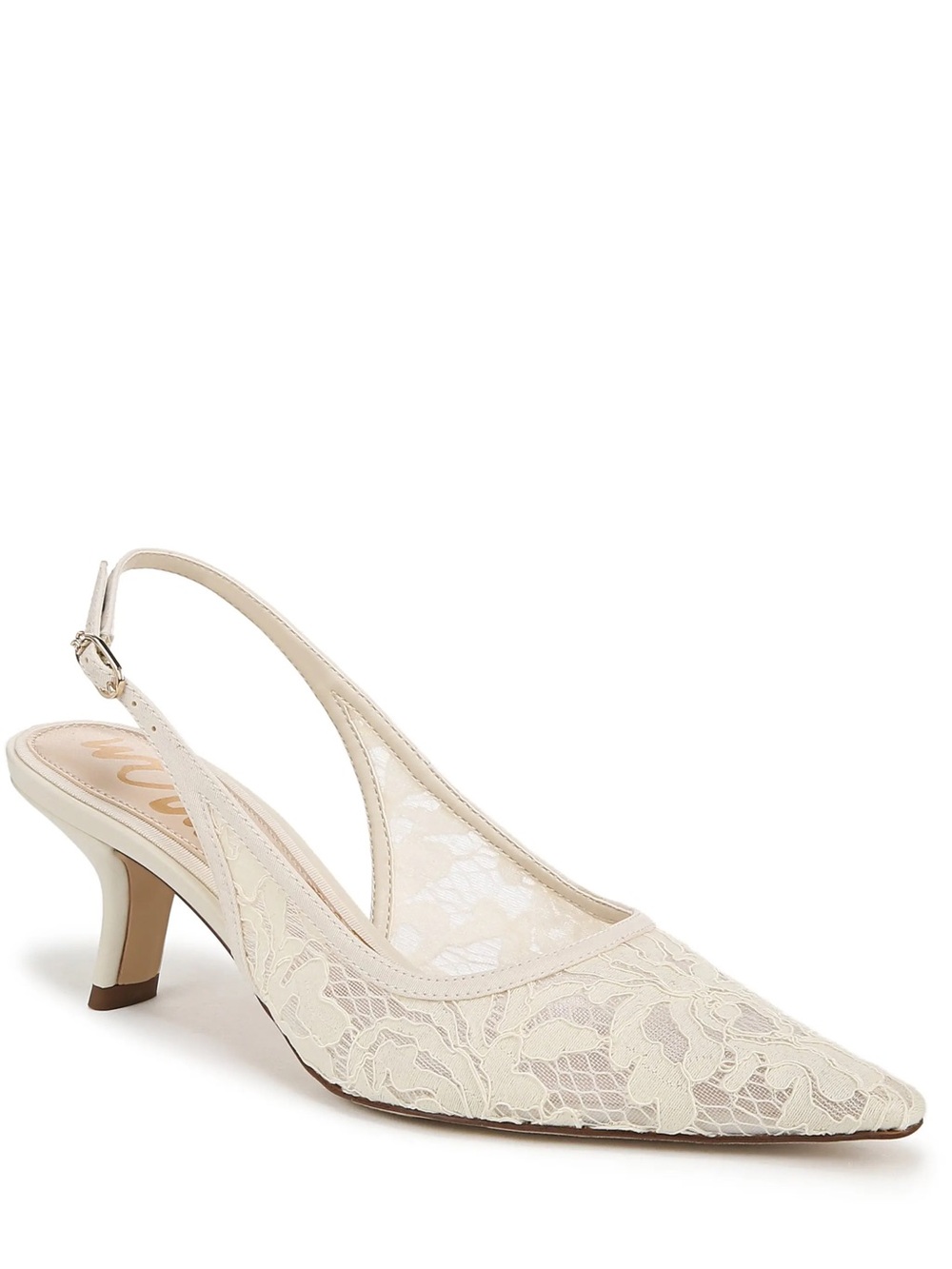 Sam Edelman Bianka Ivory Cream Lace Slingback Pointed Toe Heels Sz 9.5